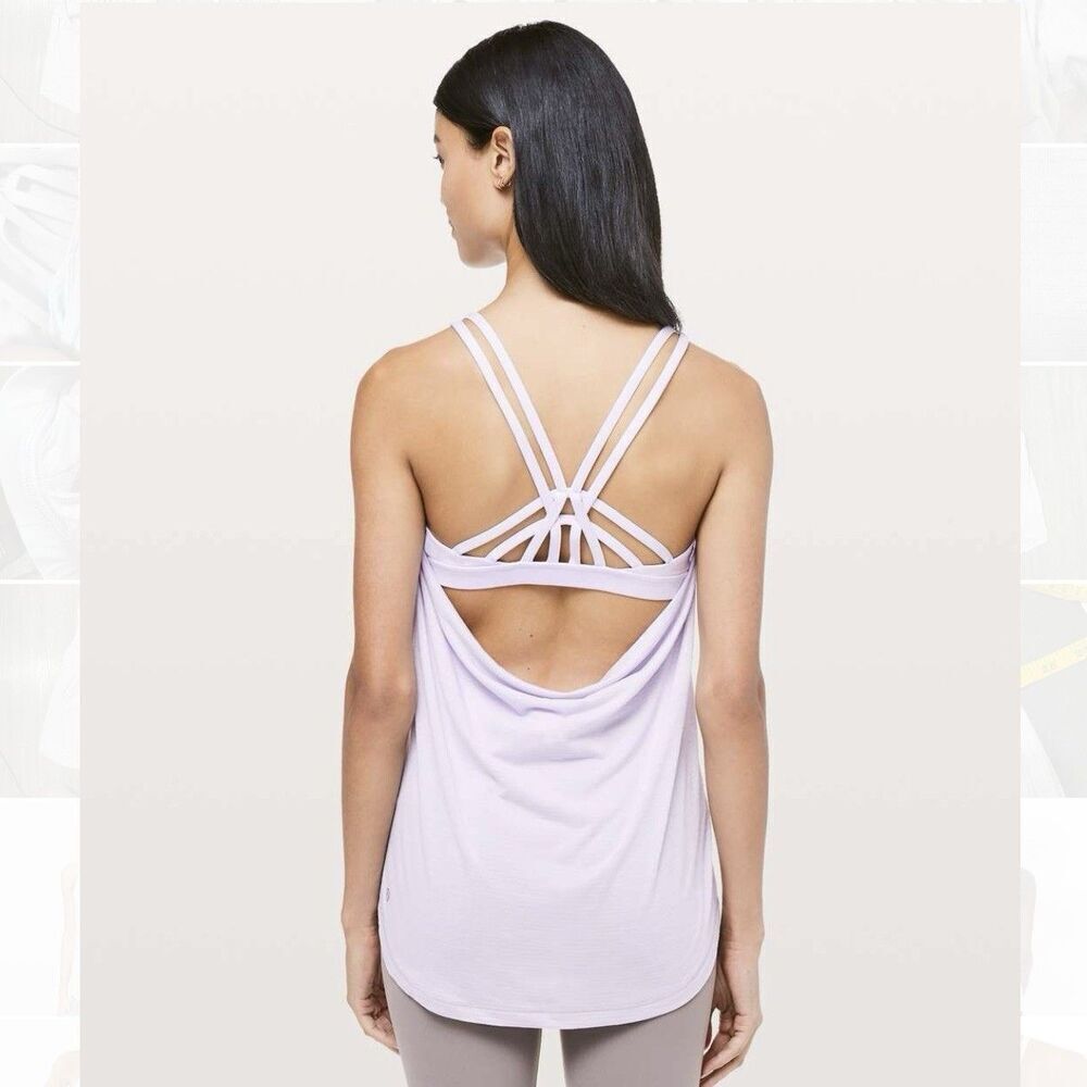 Lululemon Free to Be Wild 2-in-1 Tank Top Size 4 Strappy Heathered Lilac Workout